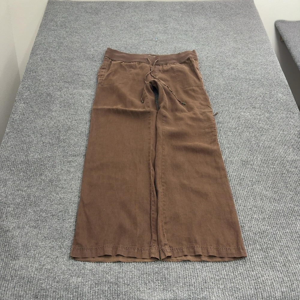 Old Navy Pants Maternity M Brown Linen Wide Leg Drawstring Low Rise Casual Boho